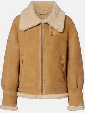 NWT Nour Hammour Portia shearling-lined suede jacket